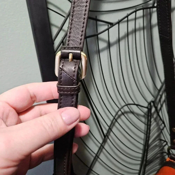 Lucky Brand | Rust and Dark Brown Leather  with Brass Hardware Crossbody Bag - Picture 5 of 16